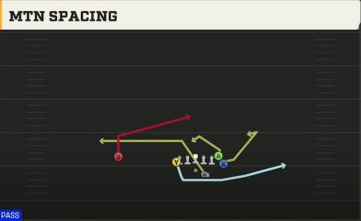 Navy Offense Gun Flexbone Tight Mtn Spacing play diagram