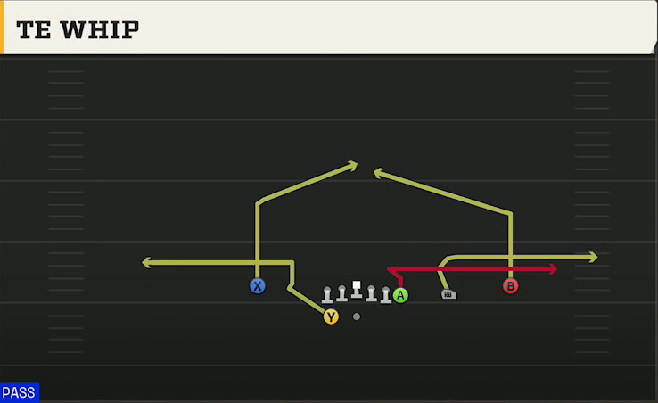 Northern Illinois Offense Gun Y Off Trips Close TE Whip play diagram