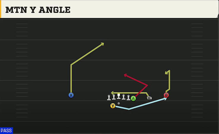 USF Offense Gun Y Off Trips Wk Mtn Y Angle play diagram