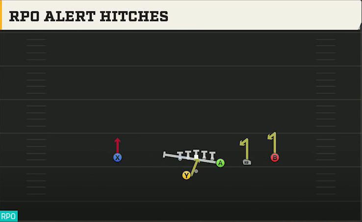 Duke Offense Gun Y Off Trips Wk RPO Alert Hitches play diagram