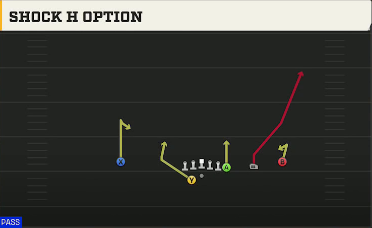 Duke Offense Gun Y Off Trips Wk Shock H Option play diagram