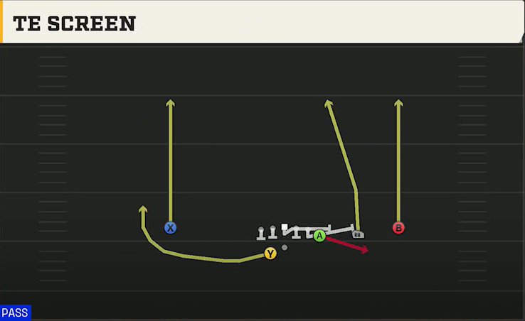 USF Offense Gun Y Off Trips Wk TE Screen play diagram