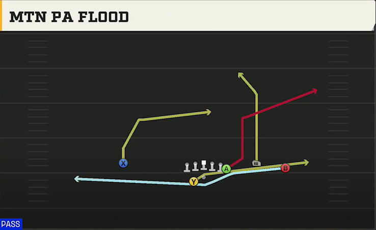 New Mexico State Offense Gun Y Trio Offset Wk Mtn PA Flood play diagram