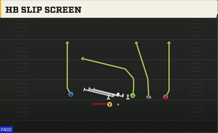 Iowa Offense Gun Y Trips Wk HB Slip Screen play diagram