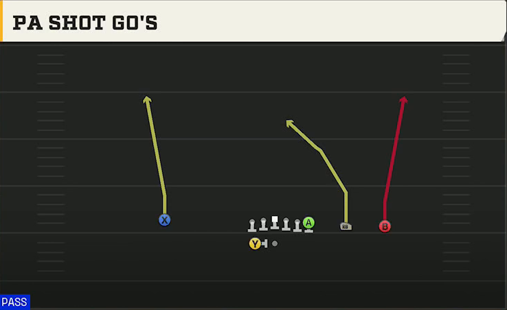 NC State Offense Gun Y Trips Wk PA Shot Gos play diagram