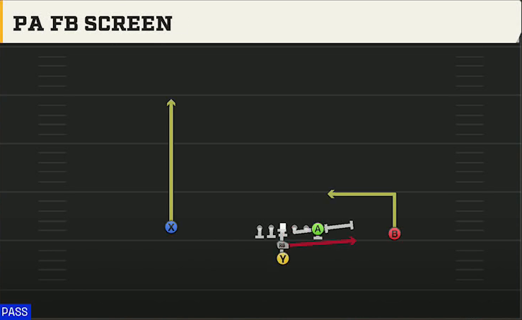 Washington Offense I Form Pro PA FB Screen play diagram