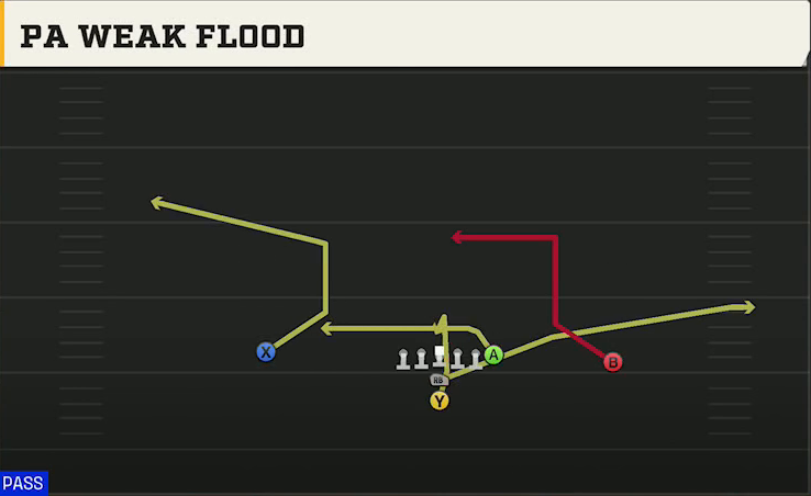 Washington Offense I Form Pro PA Weak Flood play diagram