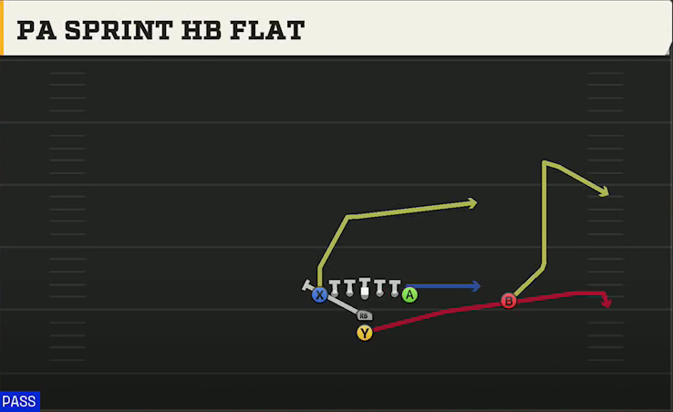 Texas Tech Offense I Form Tight PA Sprint HB Flat play diagram