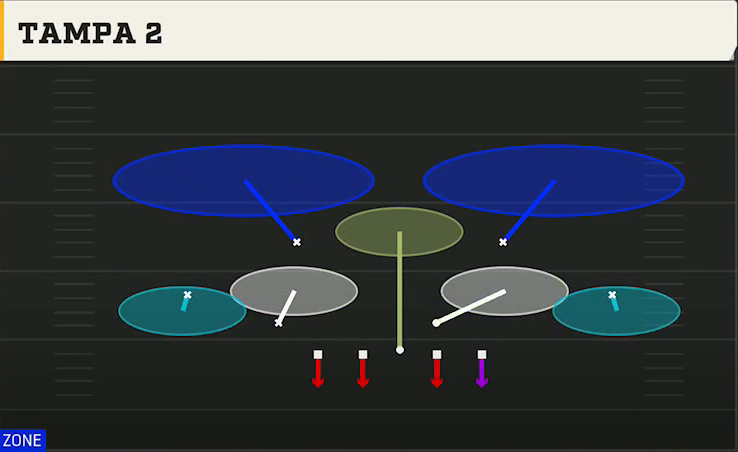 3-4 Shell Defense Nickel 2-4 Single Mug Tampa 2 play diagram