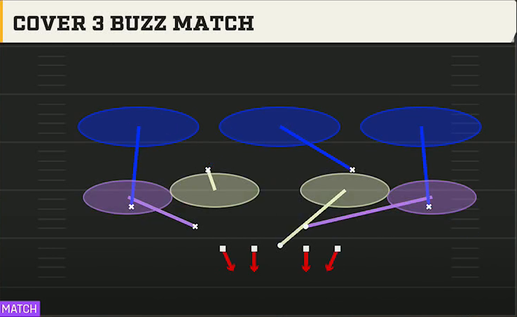 4-3 Zone Pressure Defense Nickel Single Mug Cover 3 Buzz Match play diagram