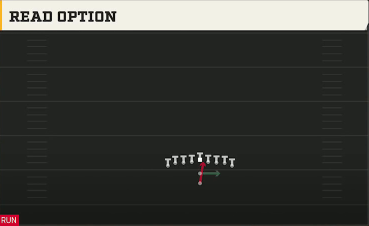 Rice Offense Pistol Wingback Dbl Tight Read Option play diagram