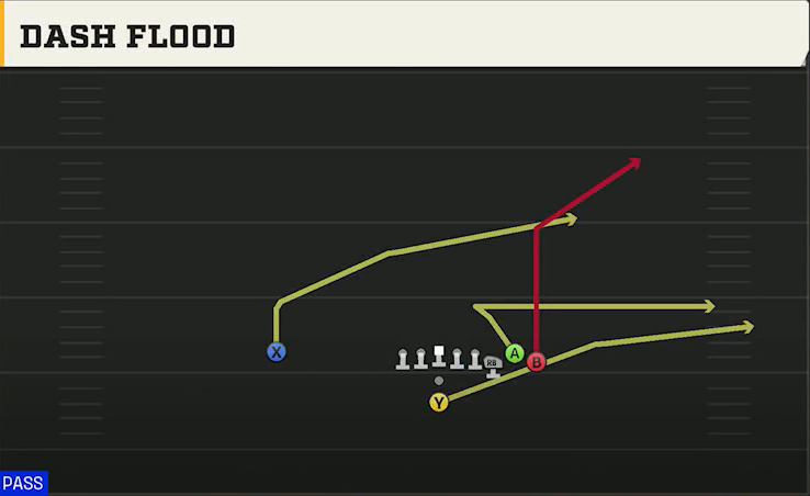 Delaware Offense Pistol Bunch Dash Flood play diagram
