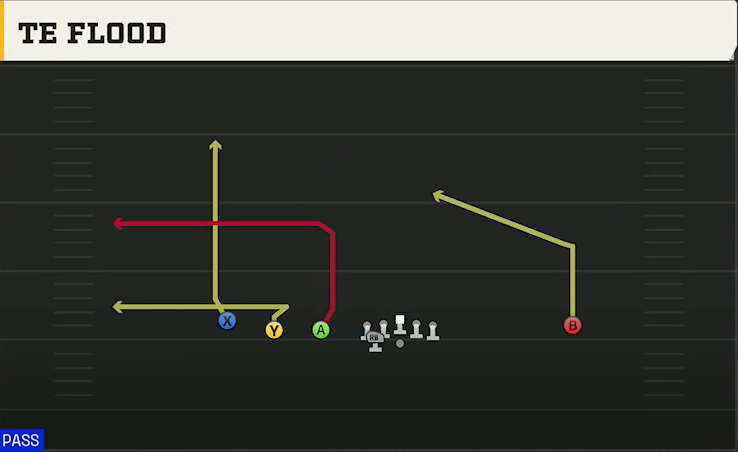 Air Force Offense Pistol Empty Trips TE Flood play diagram