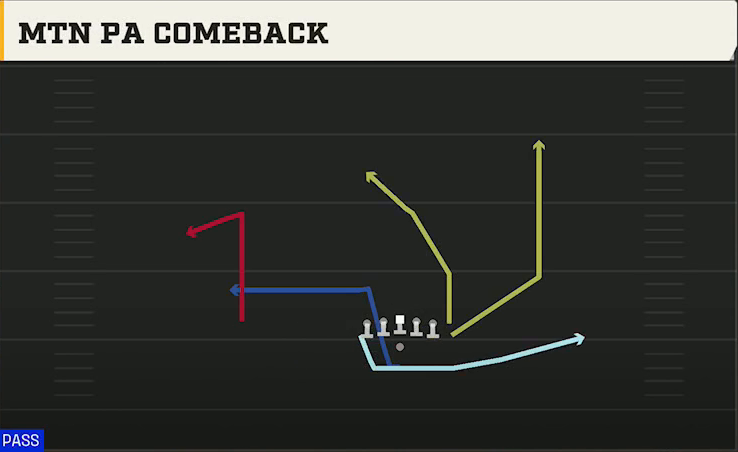 Rice Offense Pistol Wingback Tight Mtn PA Comeback play diagram
