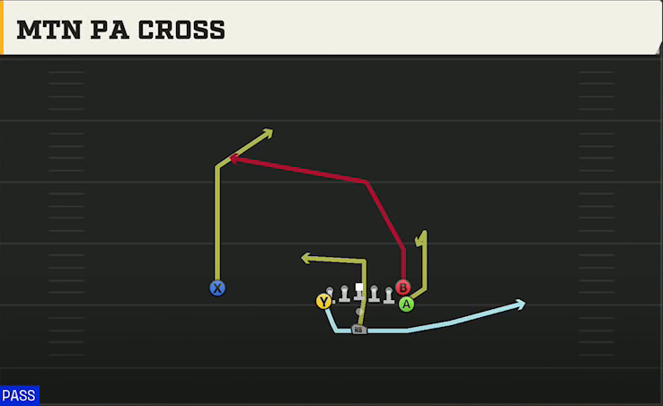 Rice Offense Pistol Wingback Tight Mtn PA Cross play diagram