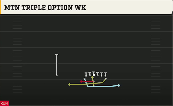 Rice Offense Pistol Wingback Tight Mtn Triple Option Wk play diagram