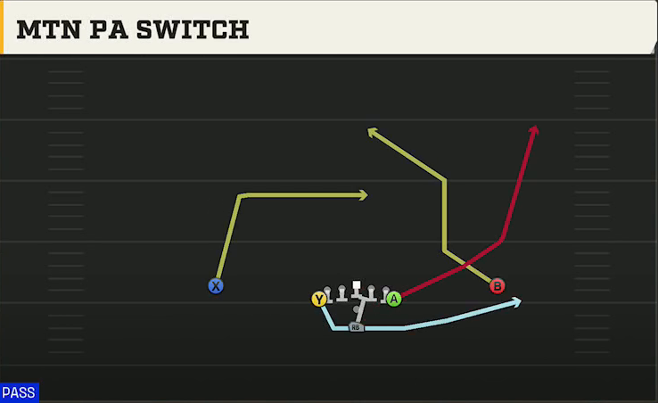 Option (Alternate Offense) Pistol Flexbone Mtn PA Switch play diagram