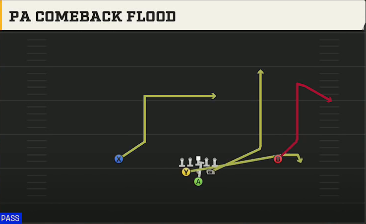 Virginia Offense Pistol Full House Base PA Comeback Flood play diagram