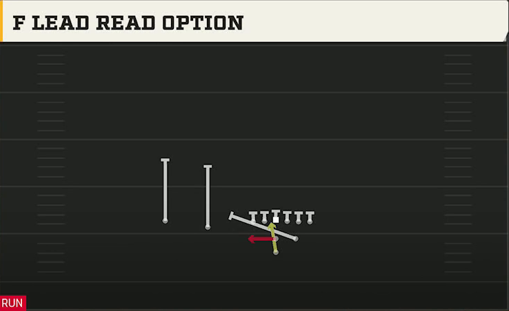 Wisconsin Offense Pistol Strong Slot F Lead Read Option play diagram