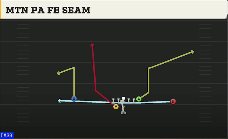Ohio Offense Pistol Weak Mtn PA FB Seam play diagram
