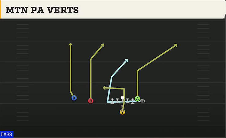 Utah Offense Pistol Wing Slot Mtn PA Verts play diagram