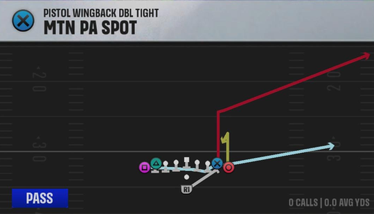 Rice Offense Pistol Wingback Dbl Tight Mtn PA Spot play diagram