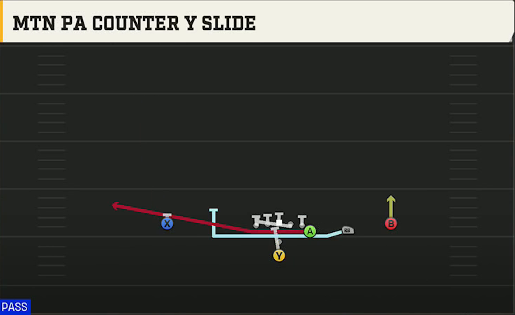 Florida Offense Pistol Y Off Trips Mtn PA Counter Y Slide play diagram