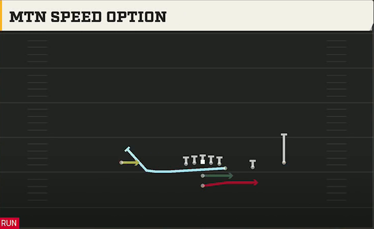 Kentucky Offense Pistol Y Off Trips Mtn Speed Option play diagram