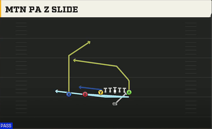Washington Offense Singleback Ace Slot Mtn PA Hushies Slide play diagram