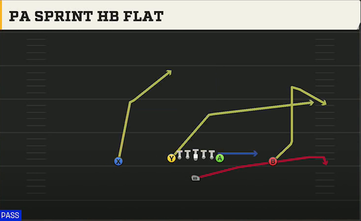 Middle Tennessee State Offense Singleback Ace PA Sprint HB Flat play diagram