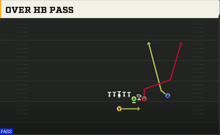 Southern Miss Offense Singleback Bunch Ace Over HB Pass play diagram