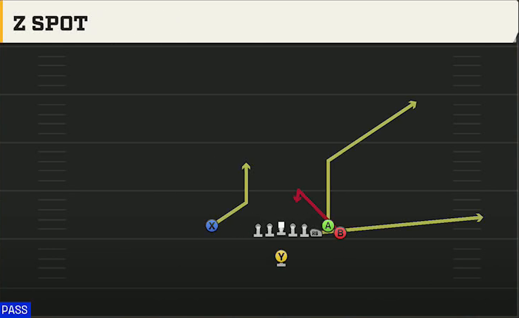 Missouri Offense Singleback Bunch Ace Z Spot play diagram