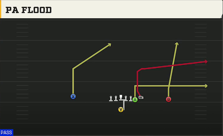 Buffalo Offense Singleback East PA Flood play diagram
