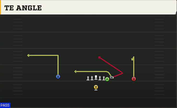 Buffalo Offense Singleback East TE Angle play diagram