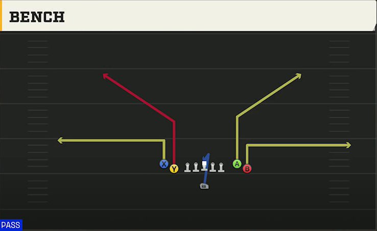 Minnesota Offense Singleback Tight Flex Bench play diagram