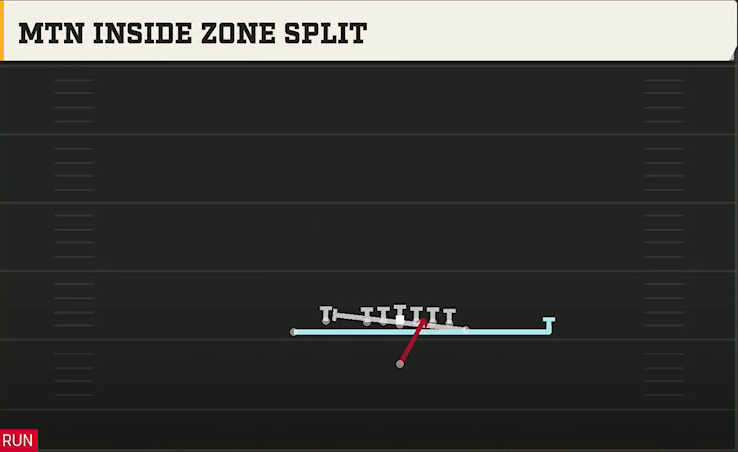 Washington Offense Singleback Wing Flex Close Mtn Inside Zone Split play diagram