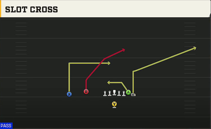 Multiple (Alternate Offense) Singleback Wing Flex Slot Cross play diagram
