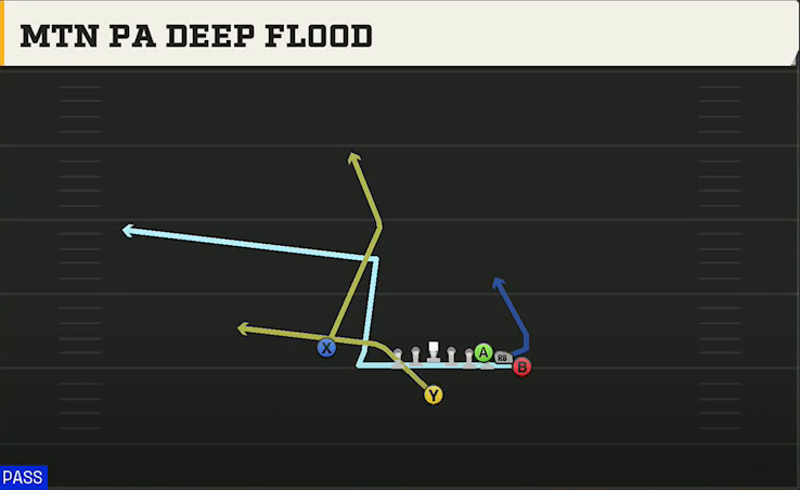 Duke Offense Singleback Wing Pair Heavy Mtn PA Deep Flood play diagram