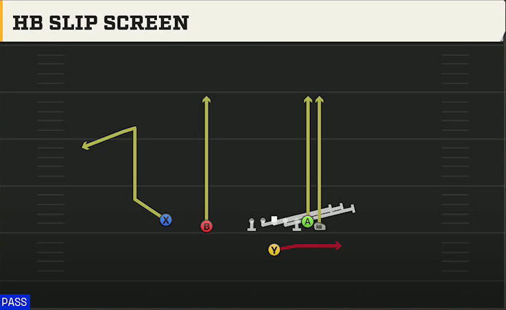 Washington Offense Singleback Wing Slot HB Slip Screen play diagram