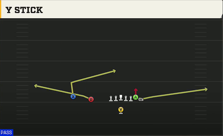 Iowa State Offense Singleback Wing Y Stick play diagram