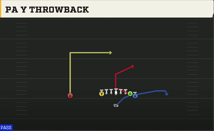 Iowa Offense Singleback Wing Tight PA Y Throwback play diagram