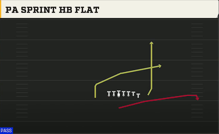 BYU Offense Singleback Wing X Off Close PA Sprint HB Flat play diagram