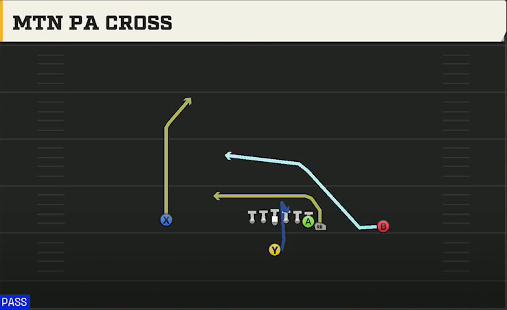 Illinois Offense Singleback Wing Mtn PA Cross play diagram