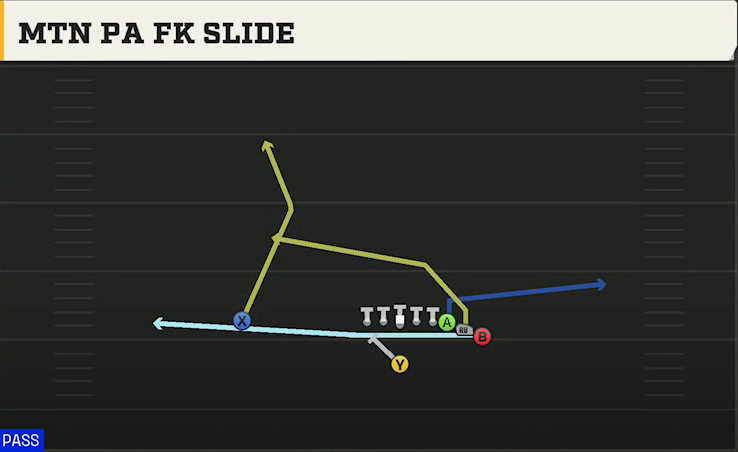 Iowa State Offense Singleback Wing Mtn PA FK Slide play diagram