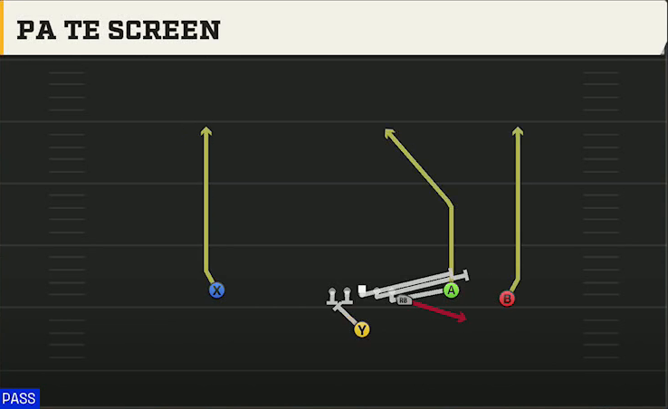 Boise State Offense Singleback Y Off Trio PA TE Screen play diagram