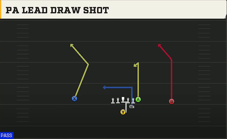 UAB Offense Strong I Pro PA Lead Draw Shot play diagram