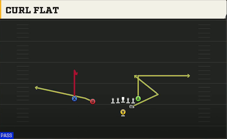 Pro Style (Alternate Offense) Strong Slot Curl Flat play diagram