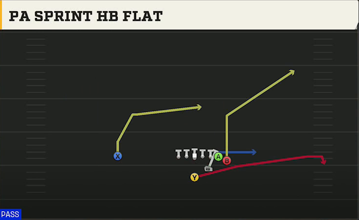 Indiana Offense Strong Wing PA Sprint HB Flat play diagram