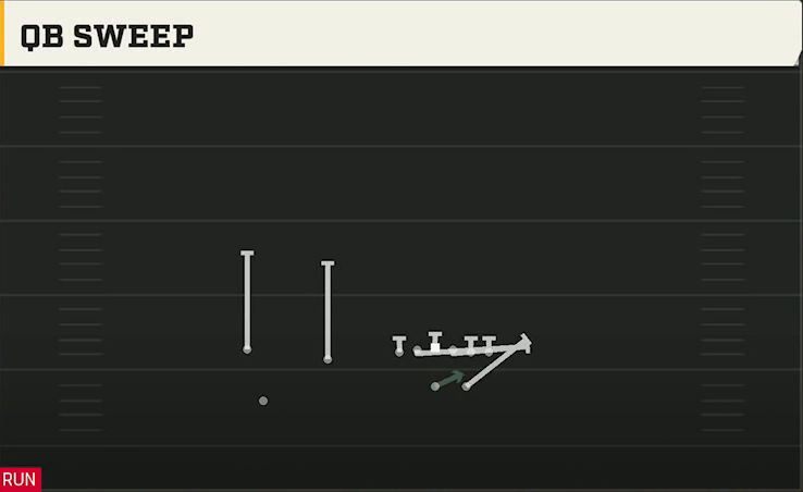 Michigan Offense Wildcat Trips TE QB Sweep play diagram