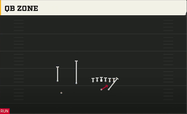 Michigan Offense Wildcat Trips TE QB Zone play diagram